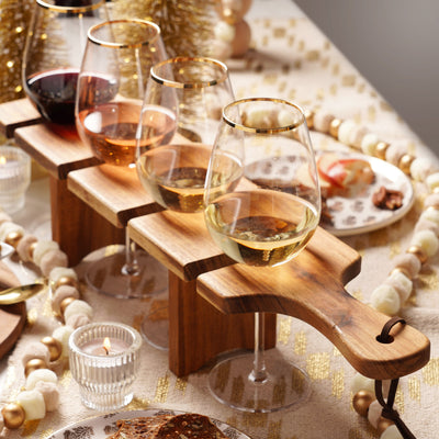 HOST A WINE TASTING IN YOUR OWN HOME - Skip the wine bar and have a wine tasting in your living room! Twine’s wine flight board makes it easy to compare your favorite vintages and serve wine to your friends.
