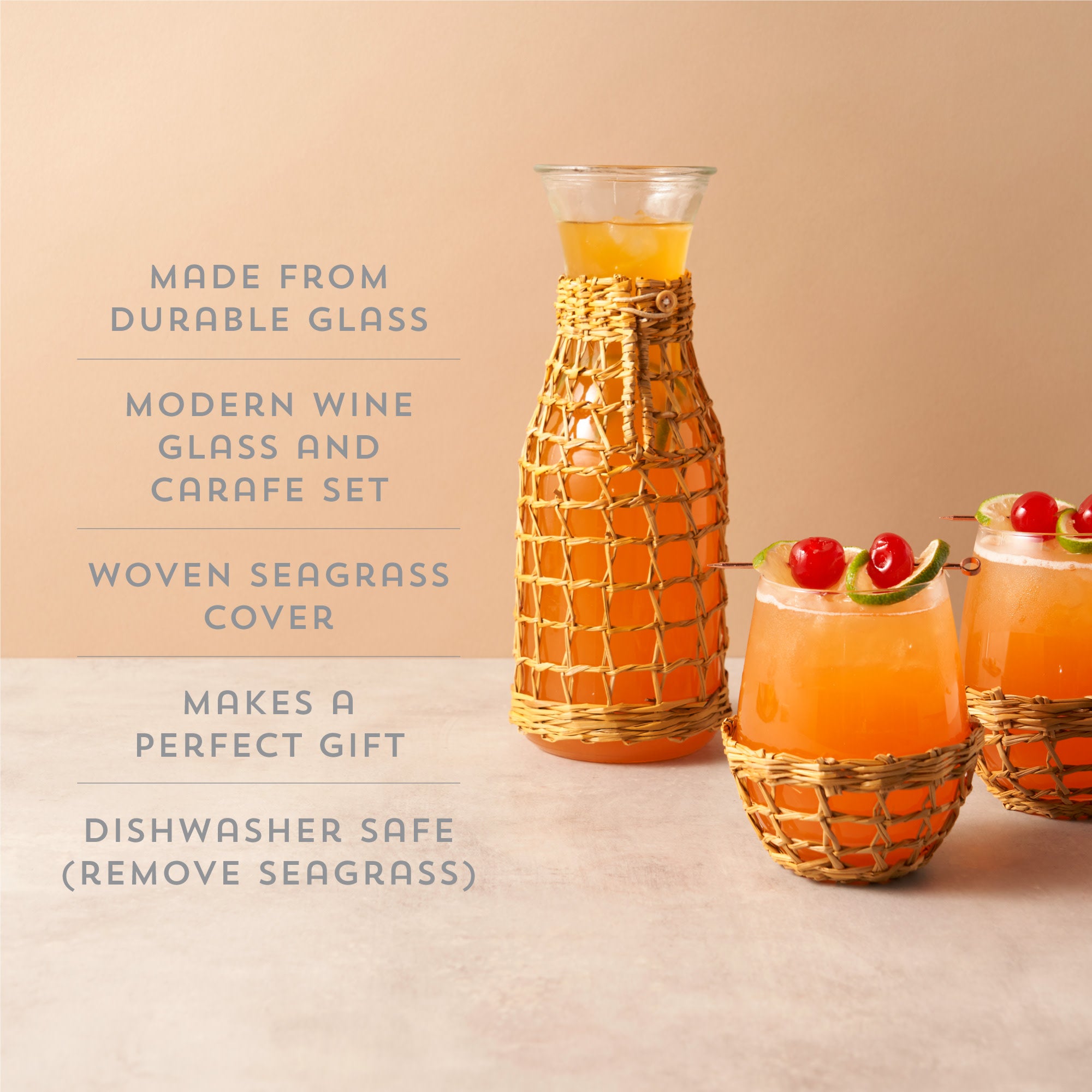 Island Carafe & Stemless Wine Glass Set - Thumbnail 5