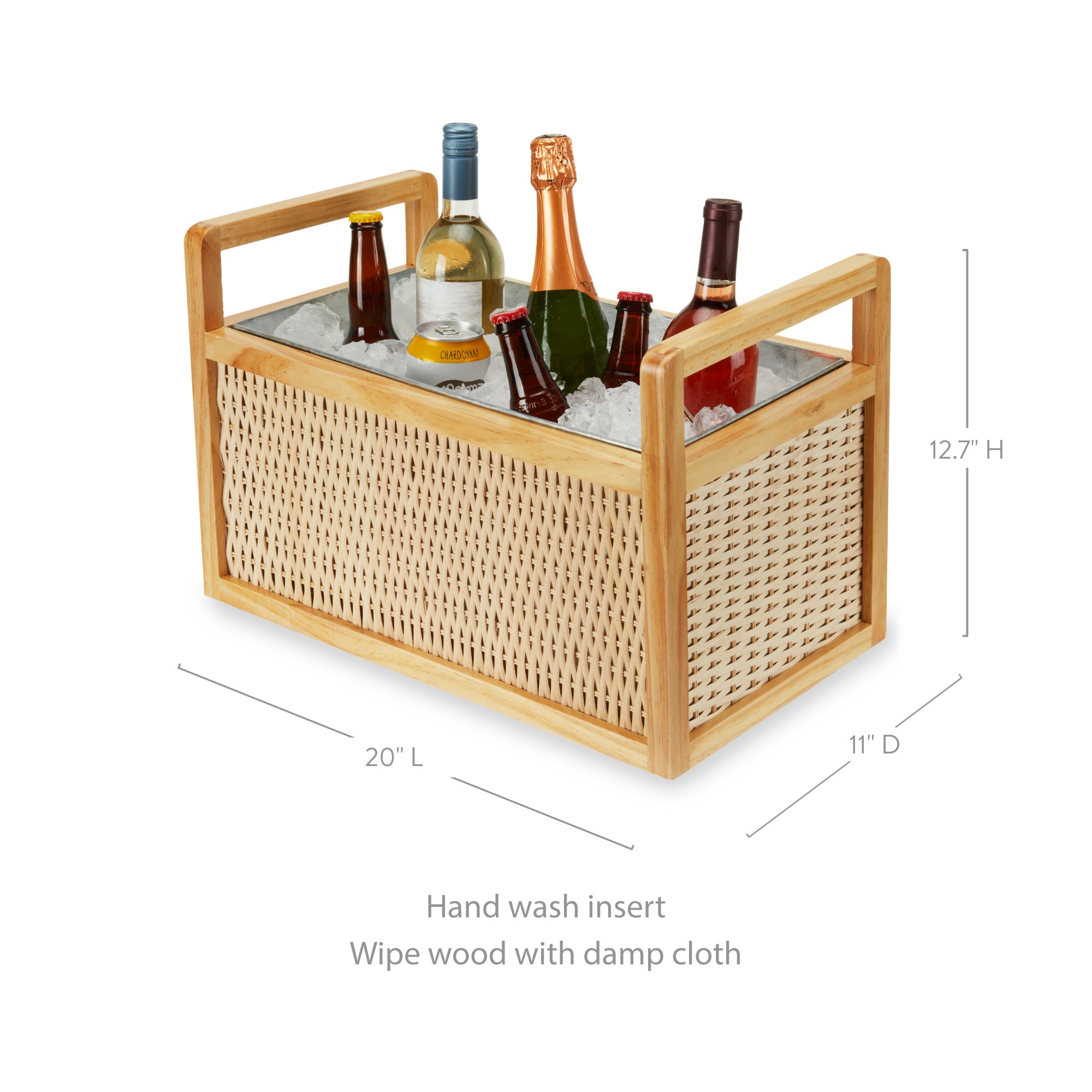 Rattan & Wood Beverage Tub - Thumbnail 3