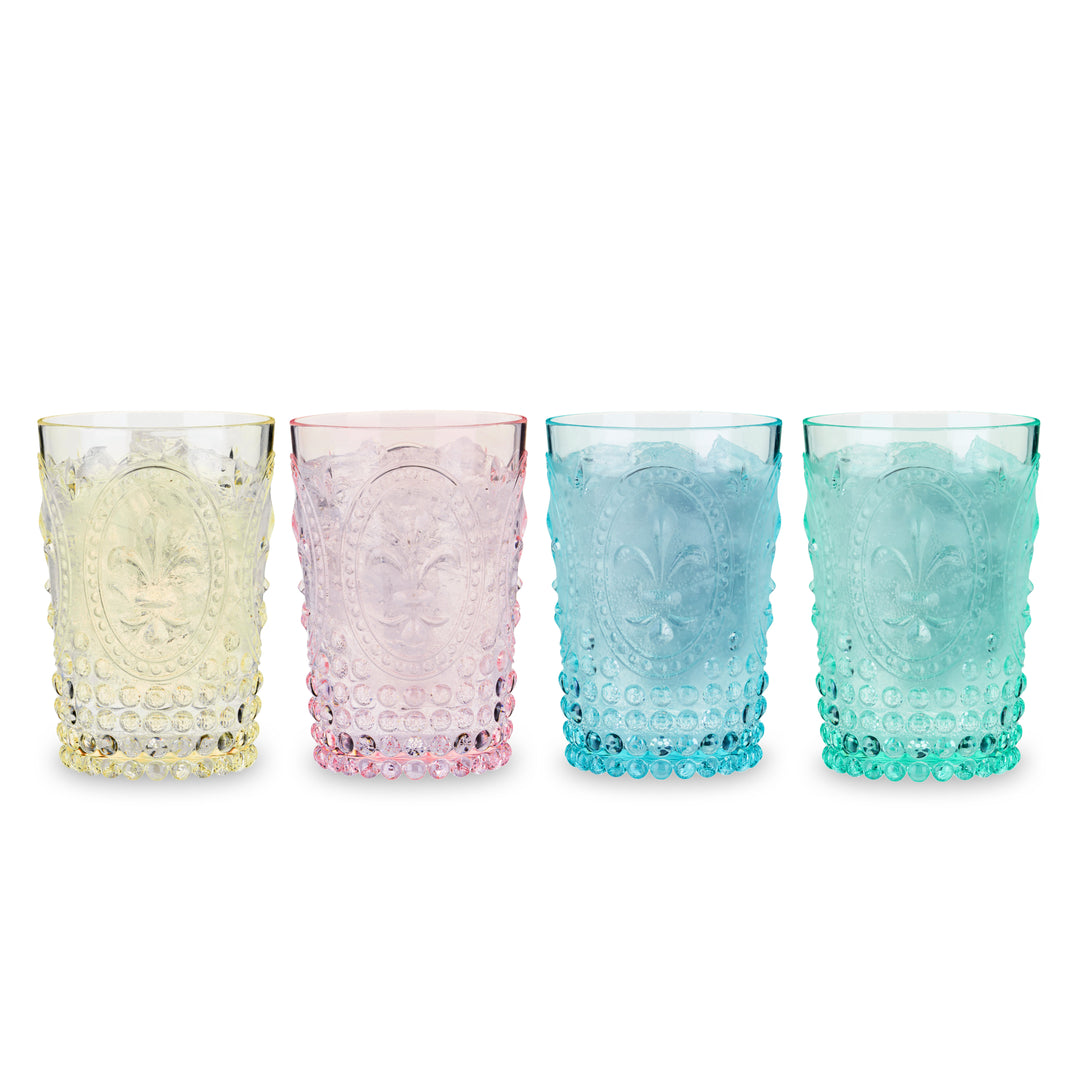 Twine Embossed Acrylic Colorful Drinking Glasses, Durable Shatterproof  Tumblers for Cocktails, Wine, Juice, Water, Perfect for Outdoor Parties,  BBQs, Poolside & Patio, 10.5 oz, Set of 4, Assorted  Twine Living