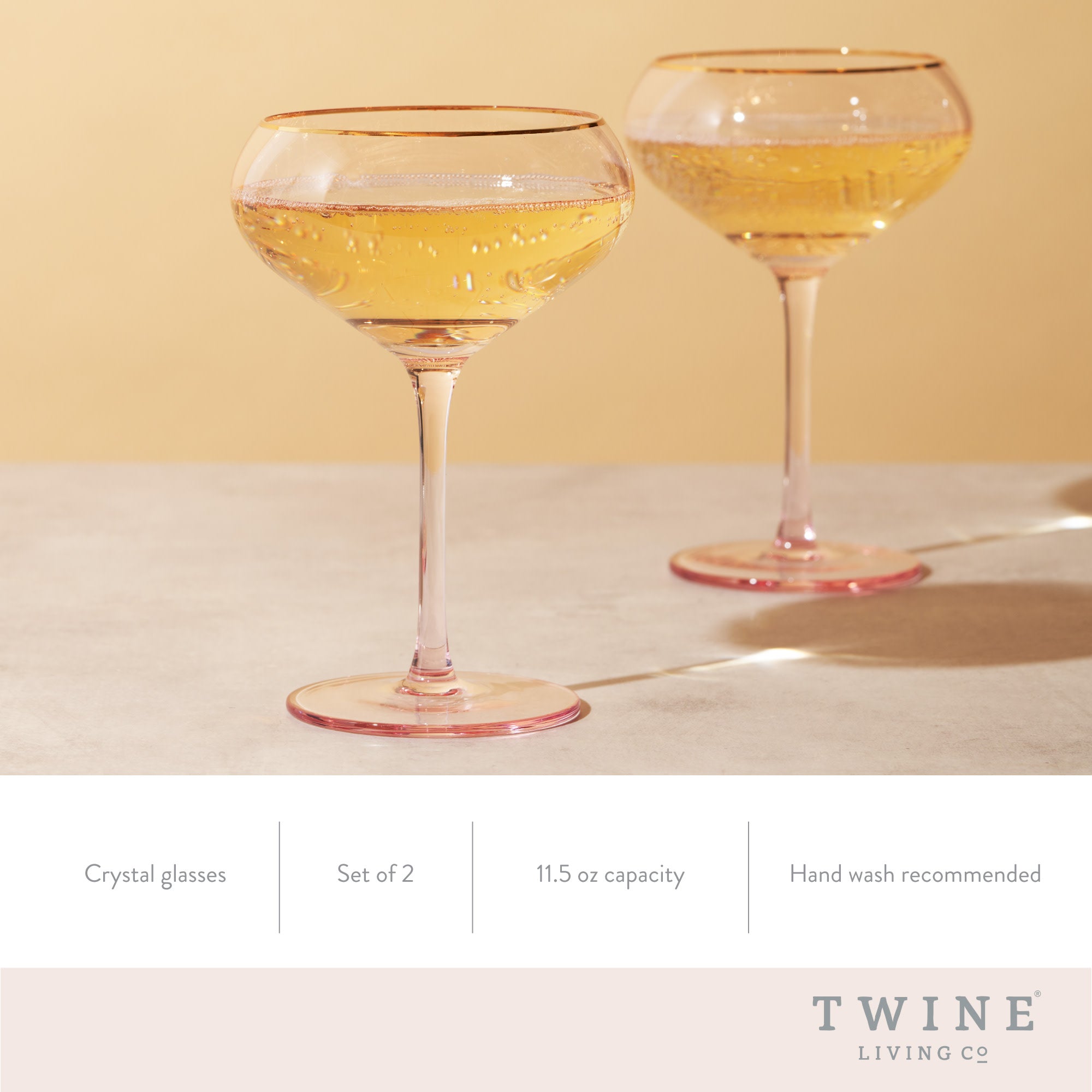 Rose Crystal Coupe Glasses, Set of 2 - Thumbnail 3