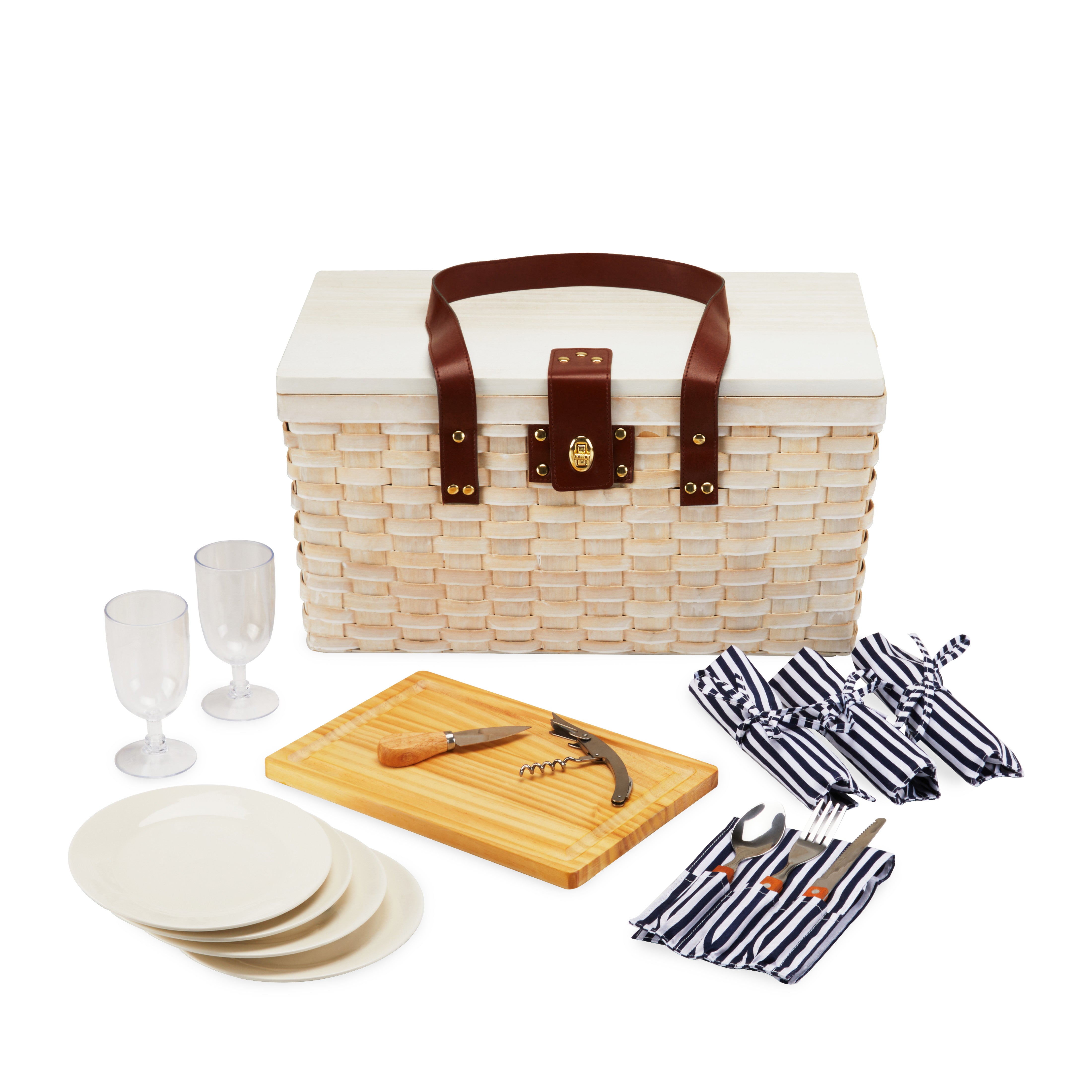 Tahoe Cream Picnic Basket for Four - Thumbnail 3