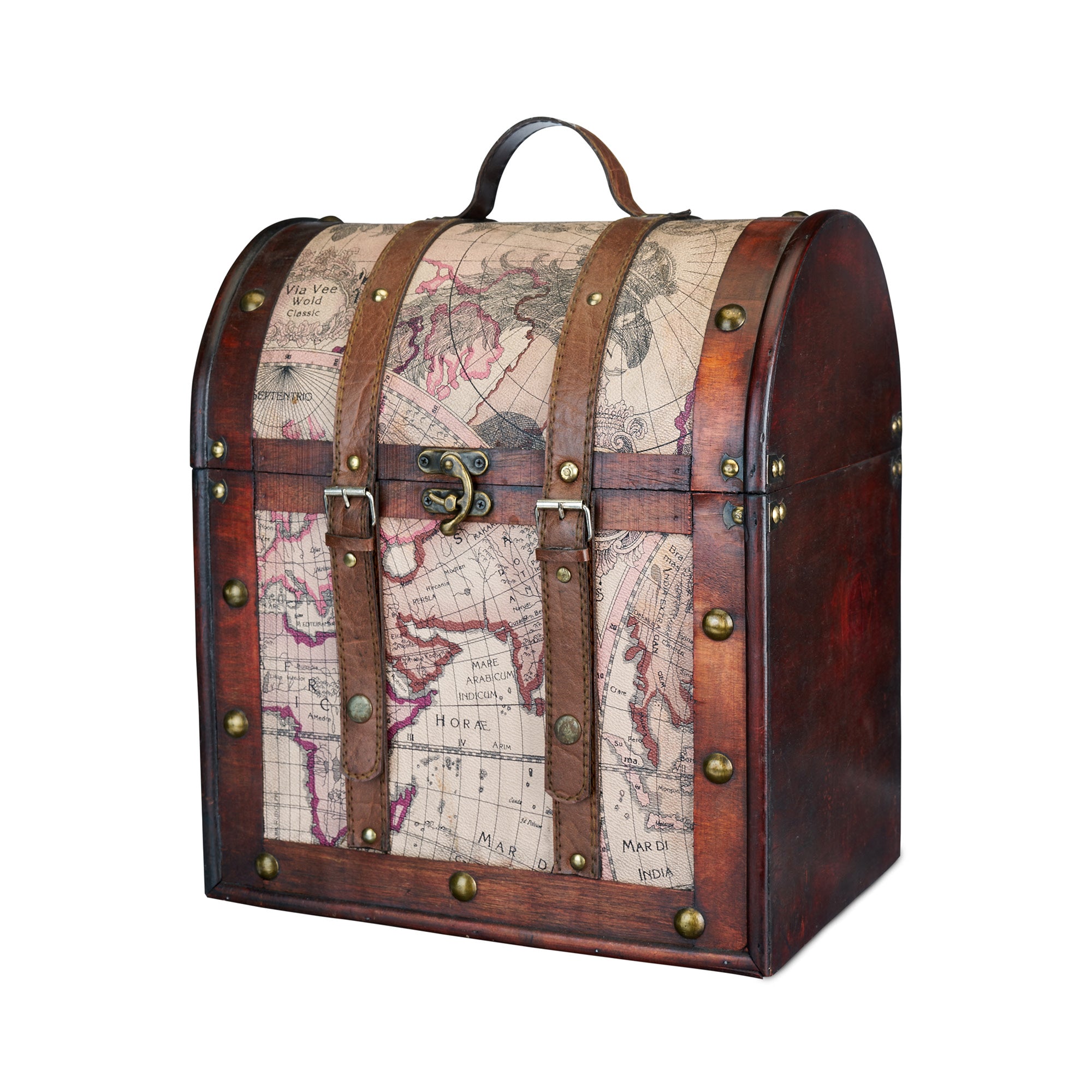 Six Bottle Old World Wooden Wine Box - Thumbnail 3