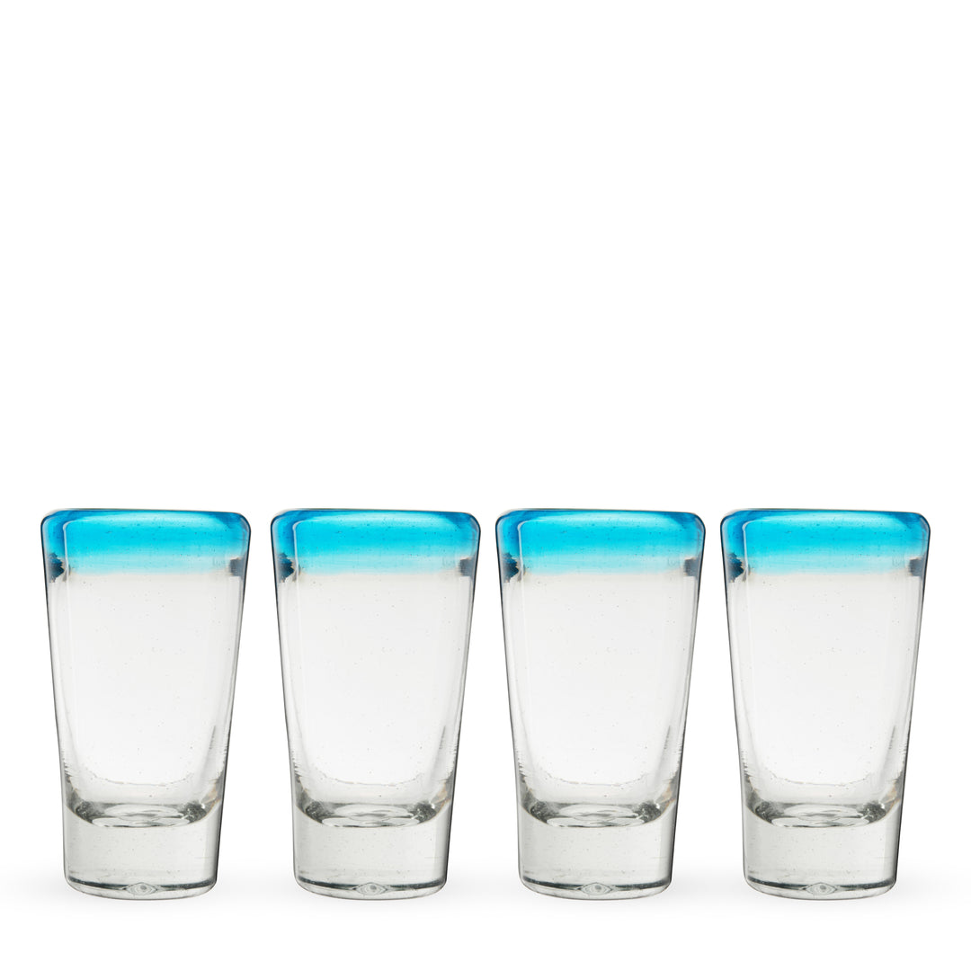 Segunda Vida Twine Primavera Colorful Shot Glasses with Blue Rims