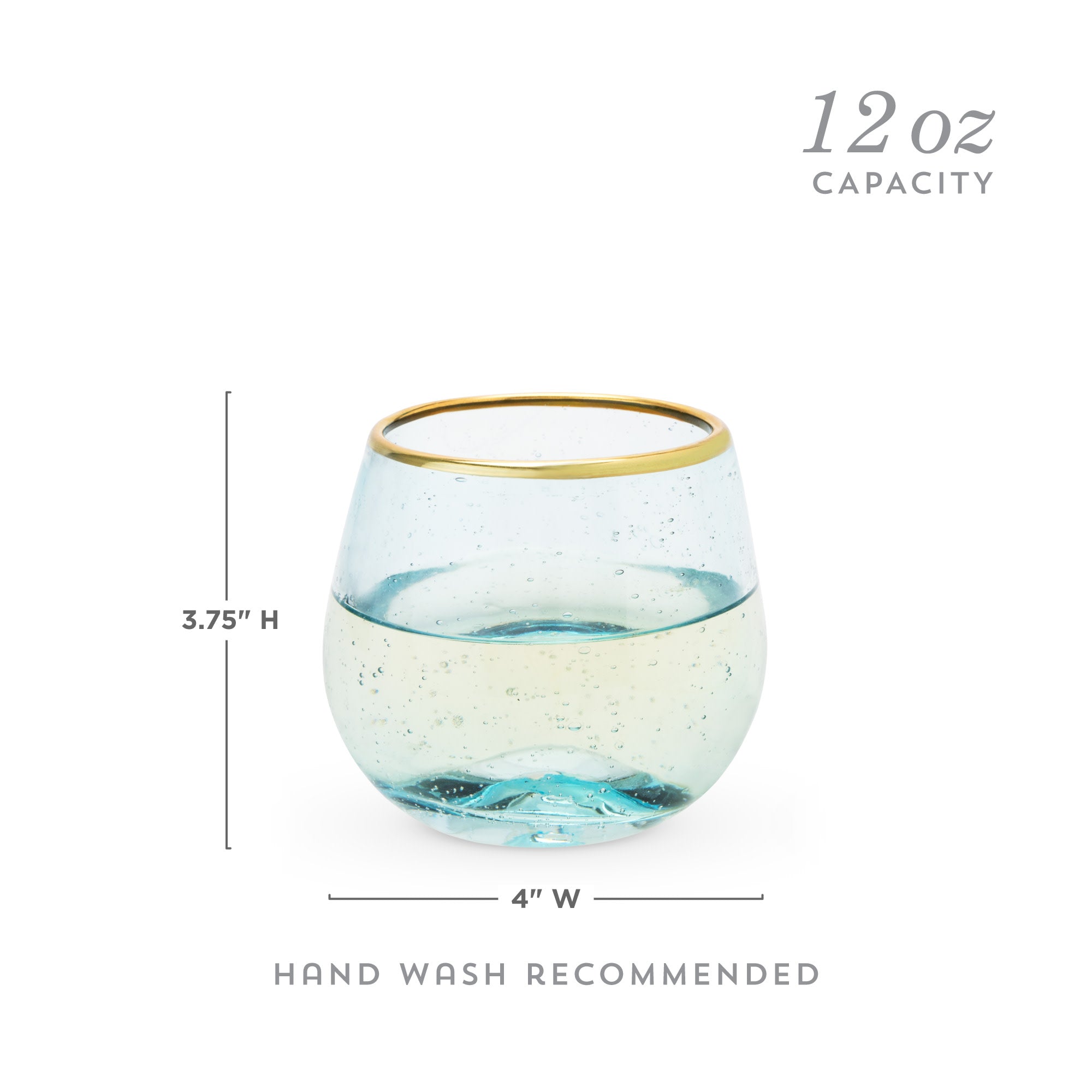 Twine Living Aqua Bubble Stemless Wine Glass - Thumbnail 4