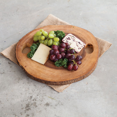 BEAUTIFUL STAINED WOOD CHEESE BOARD - Serve your favorite appetizers on gorgeous stained acacia. Use as a wine and cheese tasting accessory, breadboard, cheese board, serving tray, or other kitchen accessories for your favorite cured meats, or dessert.