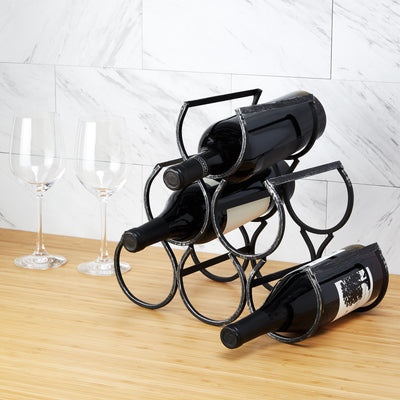ELEGANT TABLETOP WINE RACK - This antiqued wine bottle holder looks right at home in any rustic-styled kitchen, or on any metal bar cart. Airy, open frame creates space and light and lets you show off your wine bottles without being bulky.
