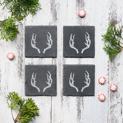 RUSTIC AESTHETIC SLATE COASTERS - Add a natural look to your house or bar with these smooth square slate coasters with natural edges. These coasters have a no scratch velvet backing that can be placed on any surface without damaging it.