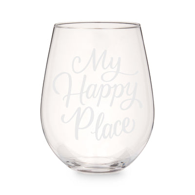 FIND YOUR HAPPY PLACE - Life moves fast, but this stemless wine glass provides happy place vibes when you need a little rest and relaxation.  Pick your favorite bottle of wine, kick your feet up and enjoy.