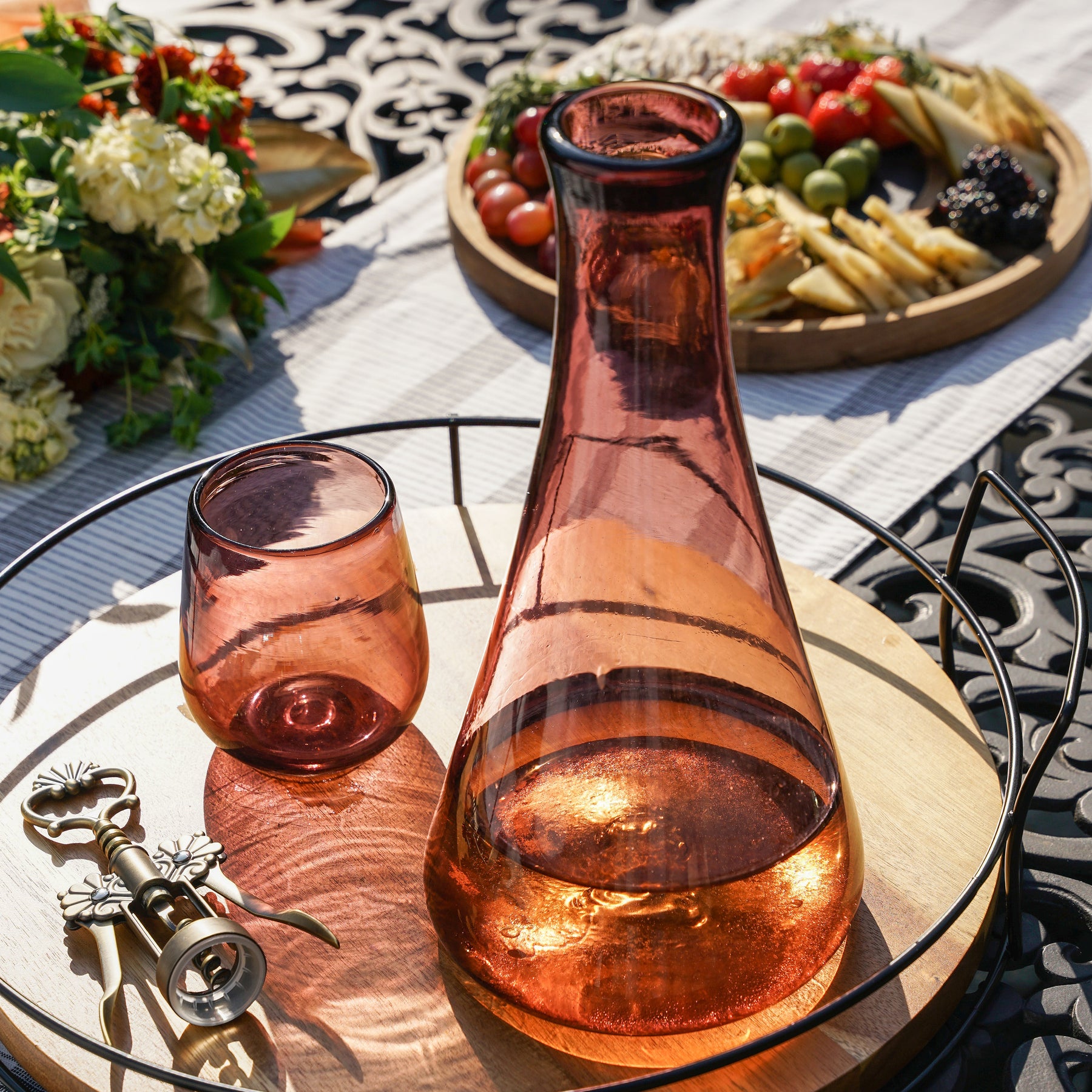 Segunda Vida Rosado Stemmed Wine Glasses - Hand Blown Red Wine Glass Set -  100% Recycled Glassware Made in Mexico 13oz Set of 2 – Twine Living