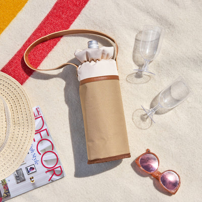 KEEP WINE COLD ON THE GO - Never have warm drinks at a picnic again. This wine bag keeps your pinot grigio nicely chilled on a hot day with its insulated design. Holds 1 standard wine bottle, or any cold beverage you can fit. Measures 4.75 x 4.75 x 20 inches.
