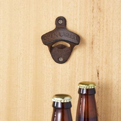 WALL BOTTLE OPENER EASILY OPENS BOTTLES - This wall mounted bottle opener provides the perfect amount of leverage to easily open beer bottles, soda bottles and other caps. Use the right amount of force on this iron bottle opener and pop the top.