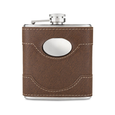 HIGH-QUALITY: Crafted from durable stainless steel and wrapped in faux leather to give a modern touch. Enjoy your favorite drinks on the go with our Bootlegger Flask. Its handsome and rugged design is a perfect blend of style and functionality.