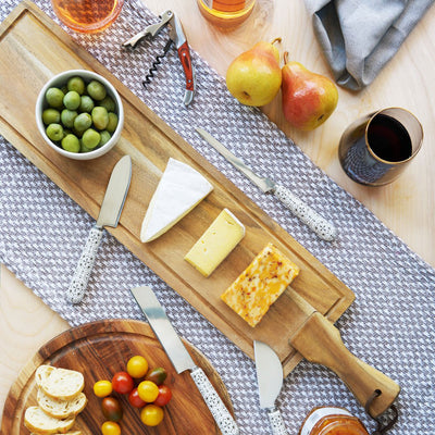 IMPRESS GUESTS AND FRIENDS WITH A BEAUTIFUL STAINED WOOD TAPAS BOARD - Serve your favorite appetizers on gorgeous stained acacia. Use as a wine and cheese tasting accessory, bread board, cheese board, serving tray or other kitchen accessories.