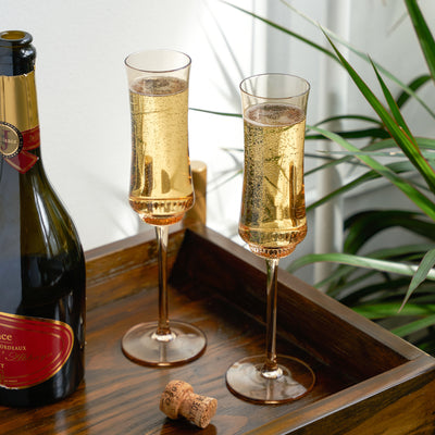 Twine Linger Crystal Glass Champagne Flutes Set of 2 - 10oz Stemmed Champagne  Glass for Sparkling Wine