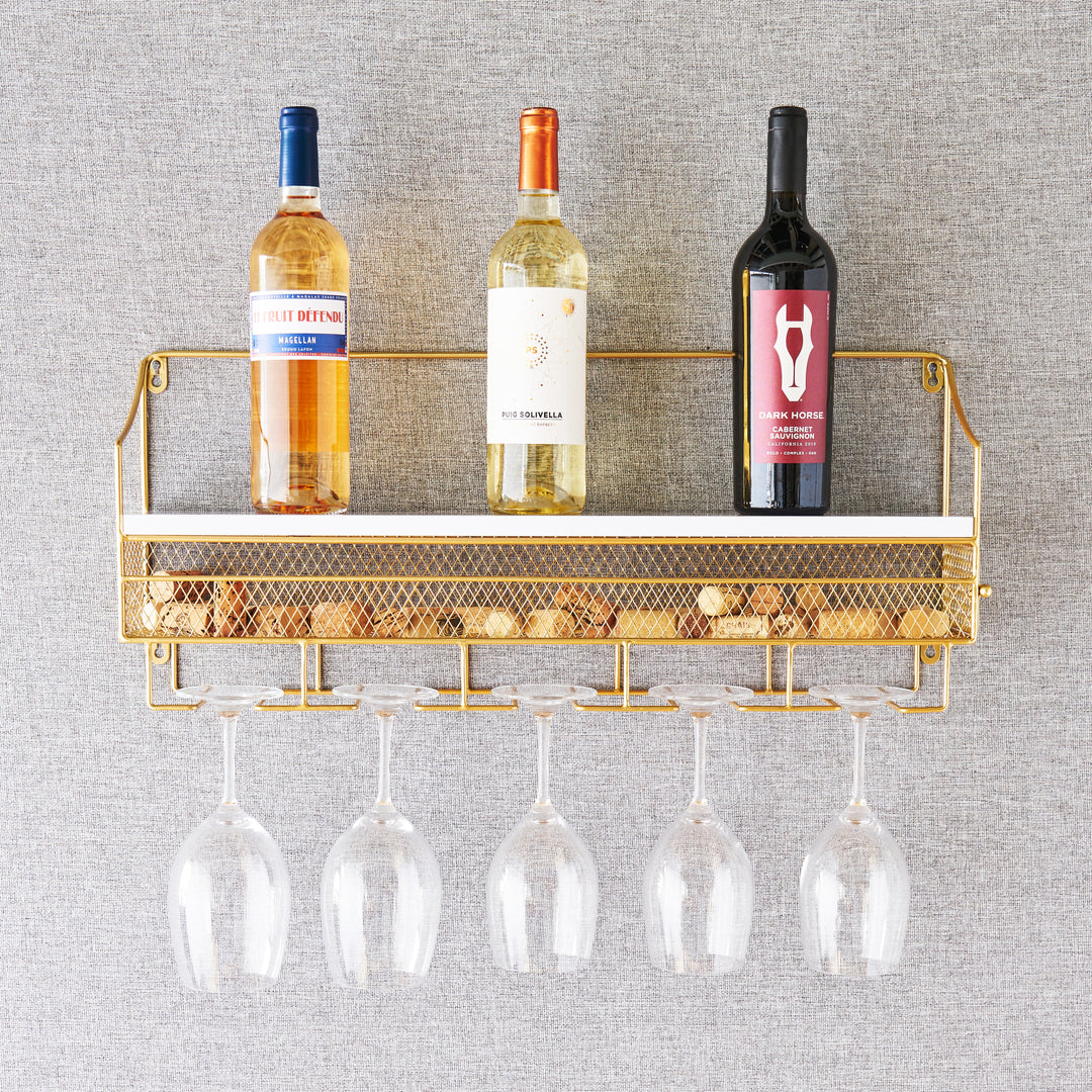 Twine Gold Wall Mounted Wine Rack & Cork Storage