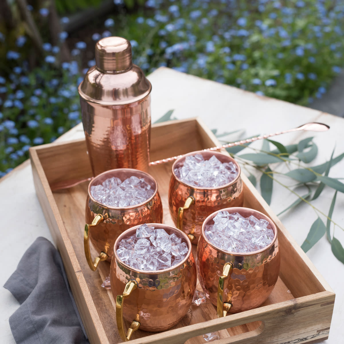 Twine Hammered Moscow Mule Mug Cocktail Set with Shaker for