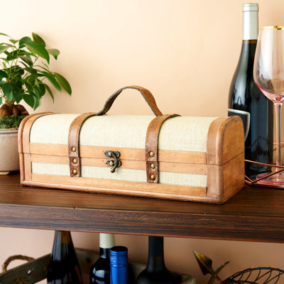 UPGRADE YOUR WINE BOTTLE GIFTING - This vintage trunk style wooden wine box elevates the usual gift bottle experience beyond the basic wine bag. Also works as a great storage solution in your home, keeping bottles away from light.4.75 x 13 x 4.75 inches.