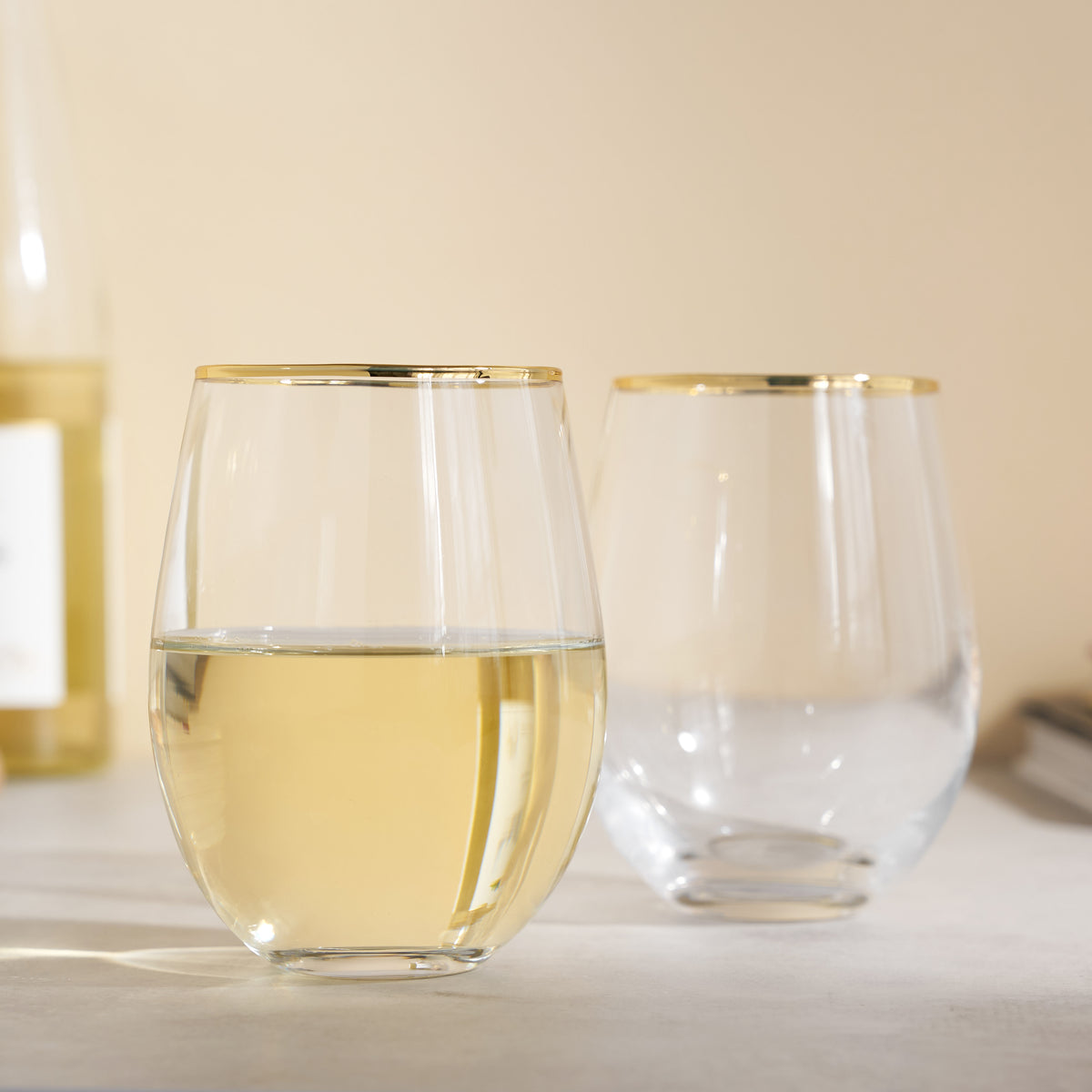 Gilded Stemless Wine Glasses