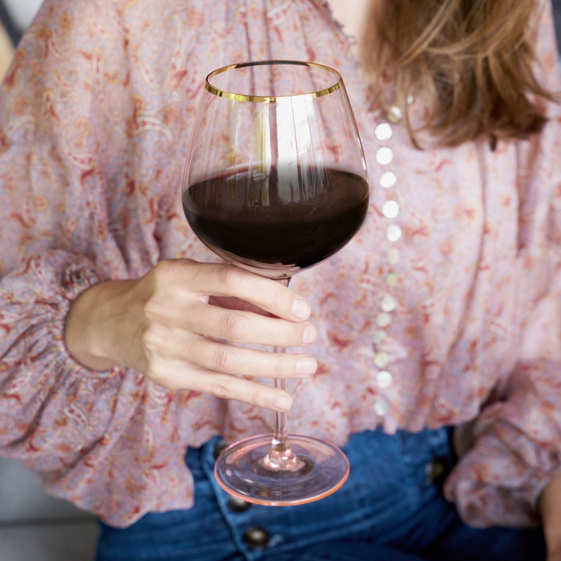 CANTONG Red Wine Glasses, Wine Glasses Set of 2, Rose Gold Wine Glasses